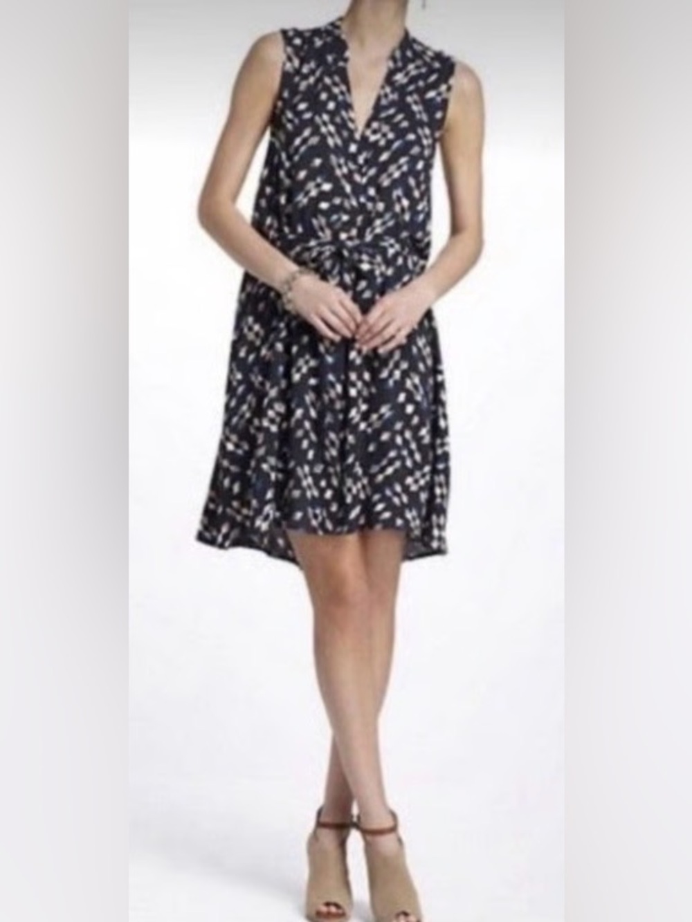 Maeve Anthropologie Abstract Print Sleeveless Shirt Dress Size Small